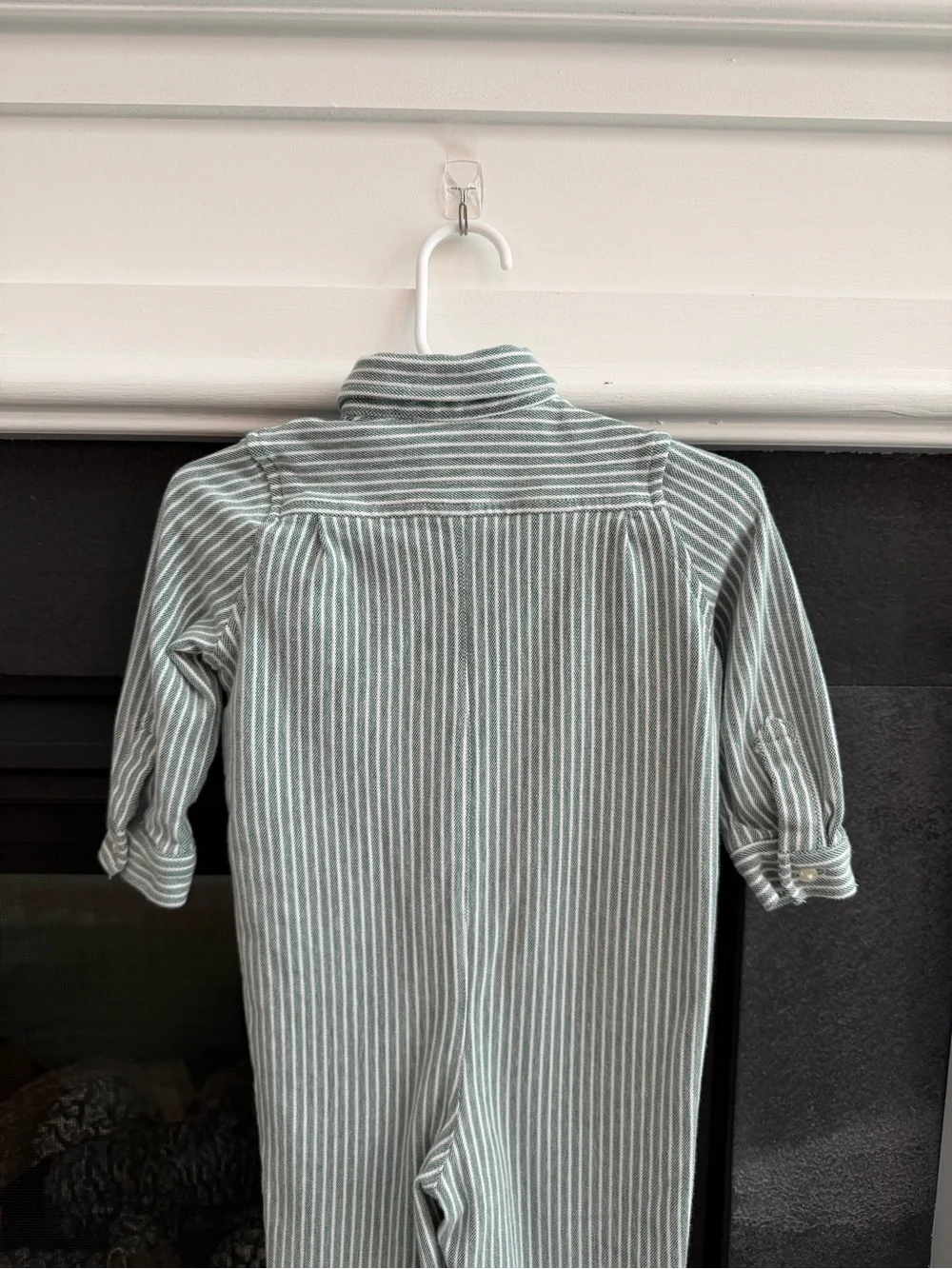 Ralph Lauren Boys Striped Knit Oxford Coverall Green White Size 12 Months